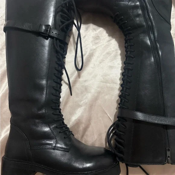 Ann Demeulemeester Danny Black Leather Lace-Up Combat Boots-37 - Picture 6 of 13